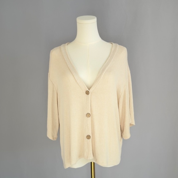 Made with Love Tops - Cream Button-Up Women's Sweater